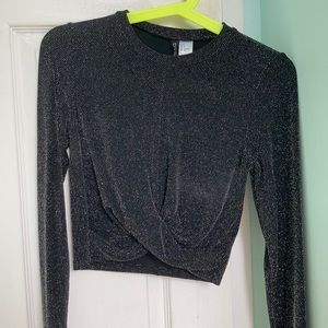 H&M Long Sleeve Sequin Crop Top